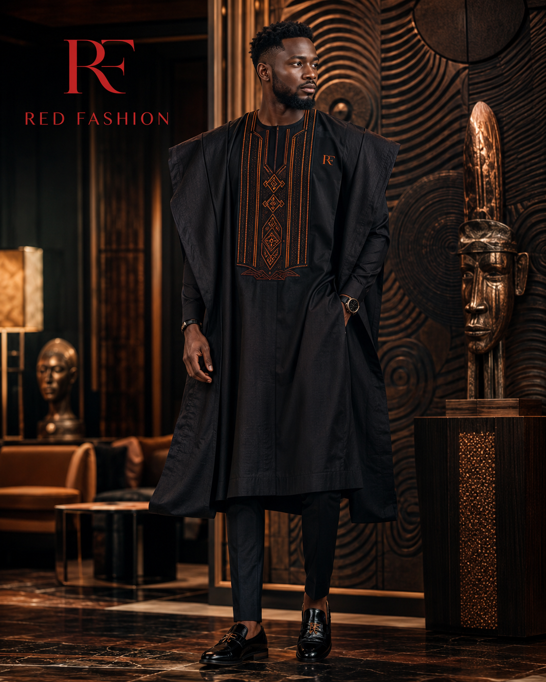 Red Fashion executive native men outfit